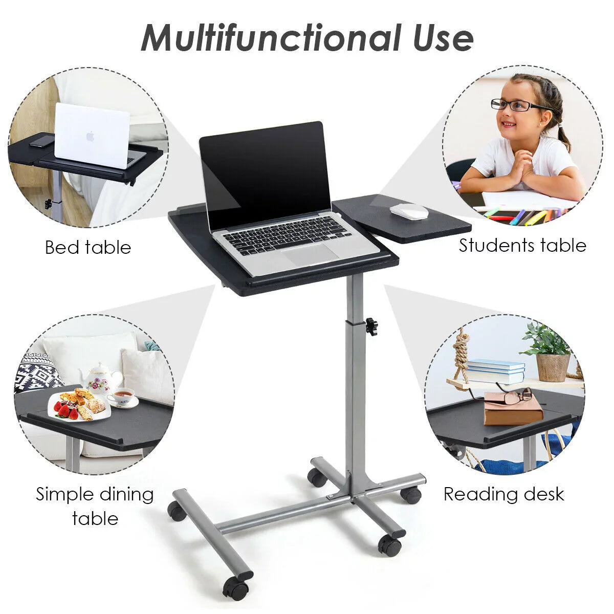 Rolling Laptop Notebook Desk Stand
