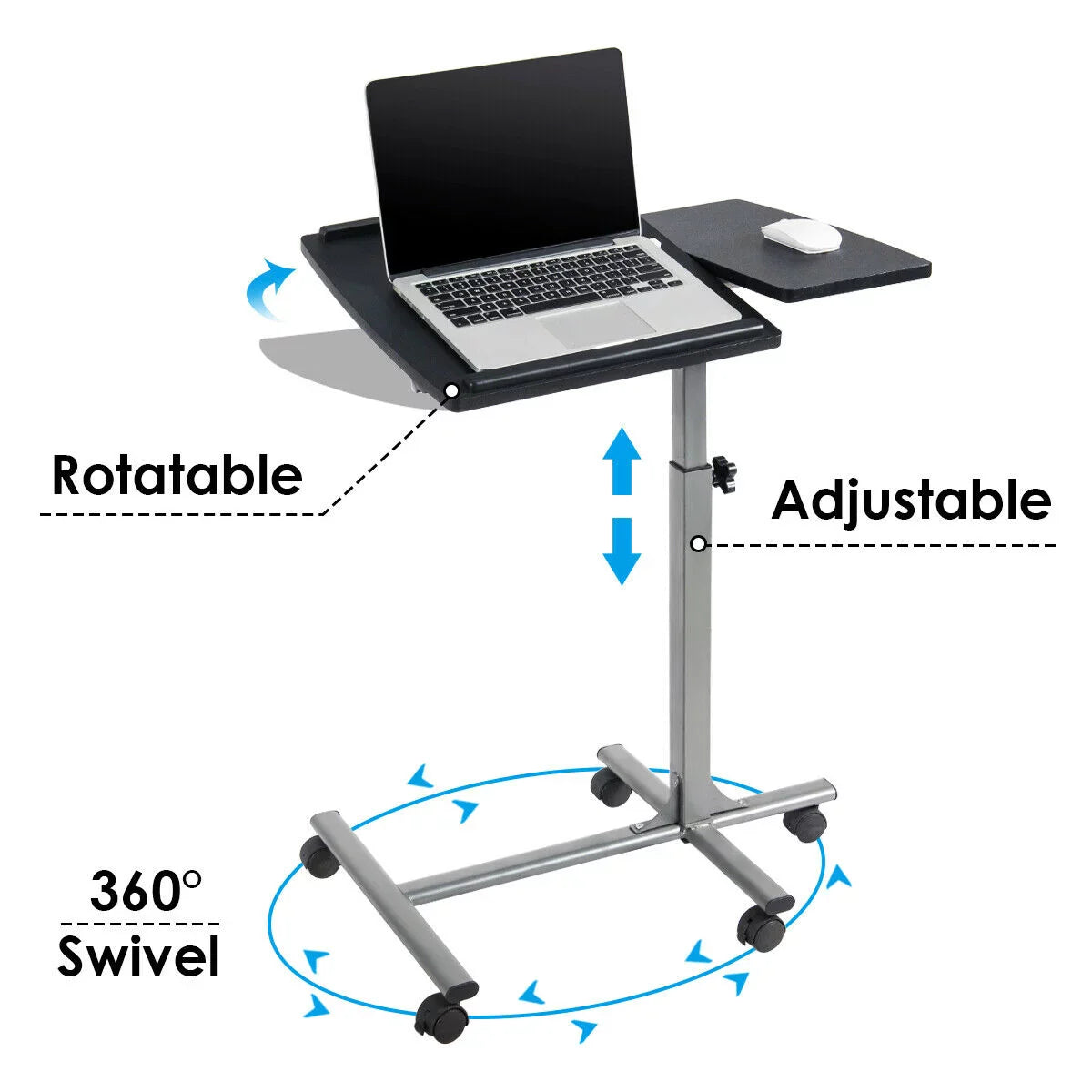 Rolling Laptop Notebook Desk Stand