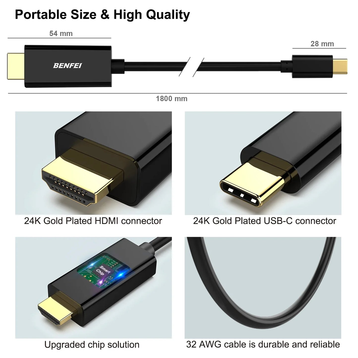 USB C to HDMI 6 Feet Cable