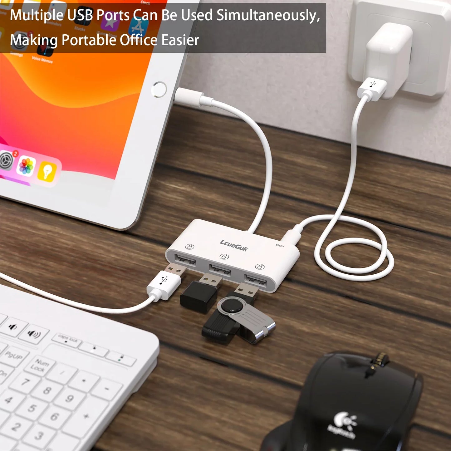 USB to iPhone Adapter with Charging Port