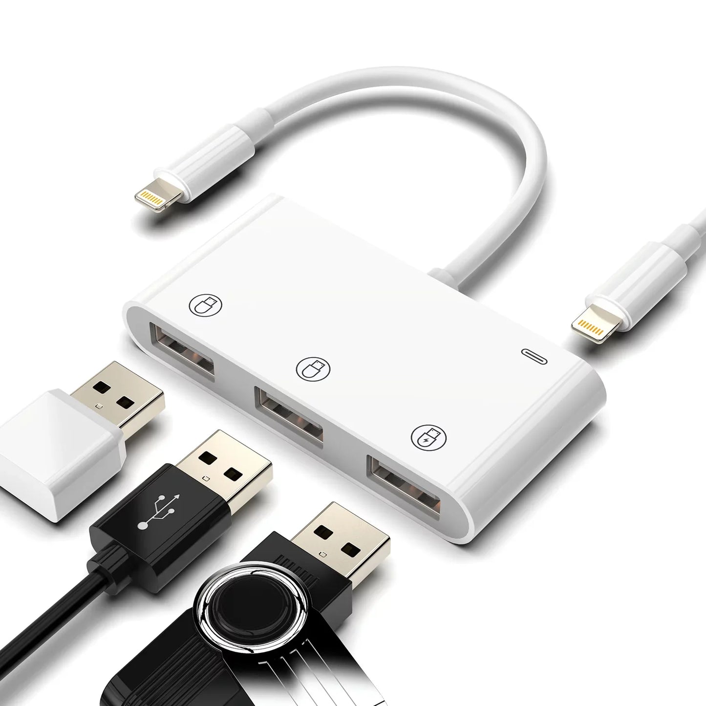 USB to iPhone Adapter with Charging Port