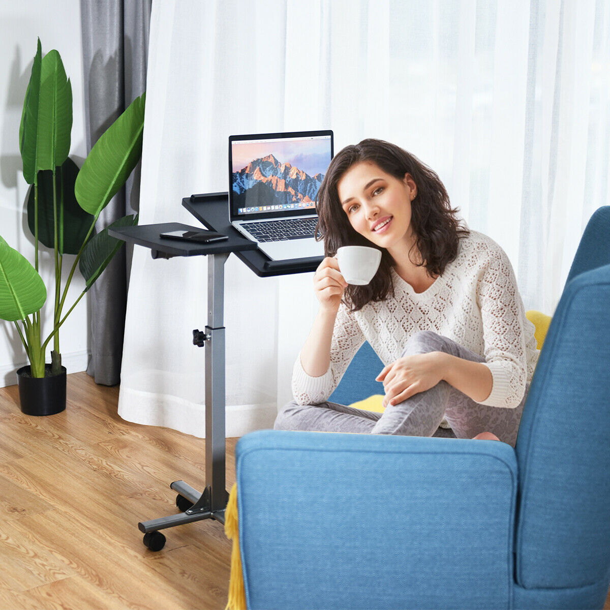 Rolling Laptop Notebook Desk Stand