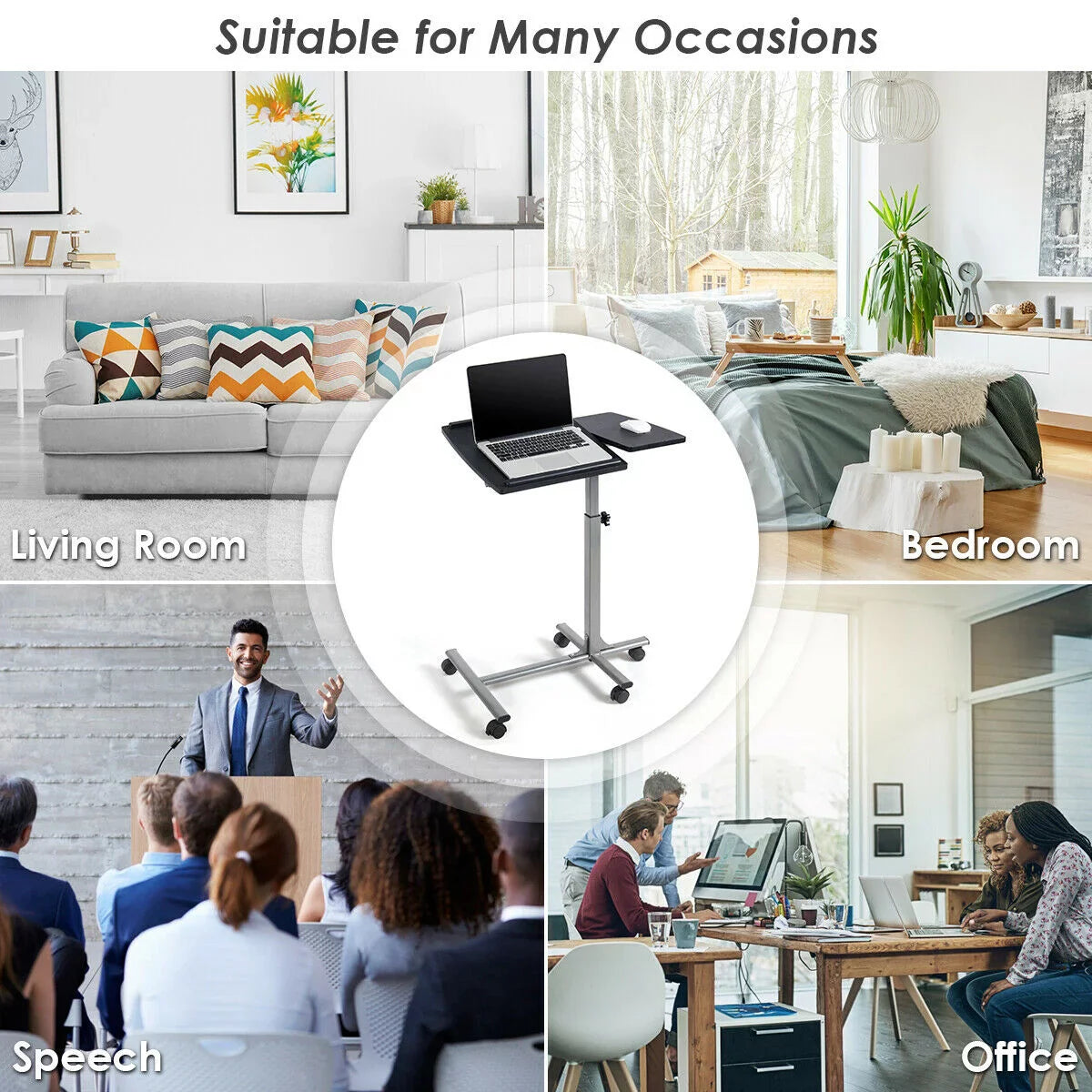 Rolling Laptop Notebook Desk Stand