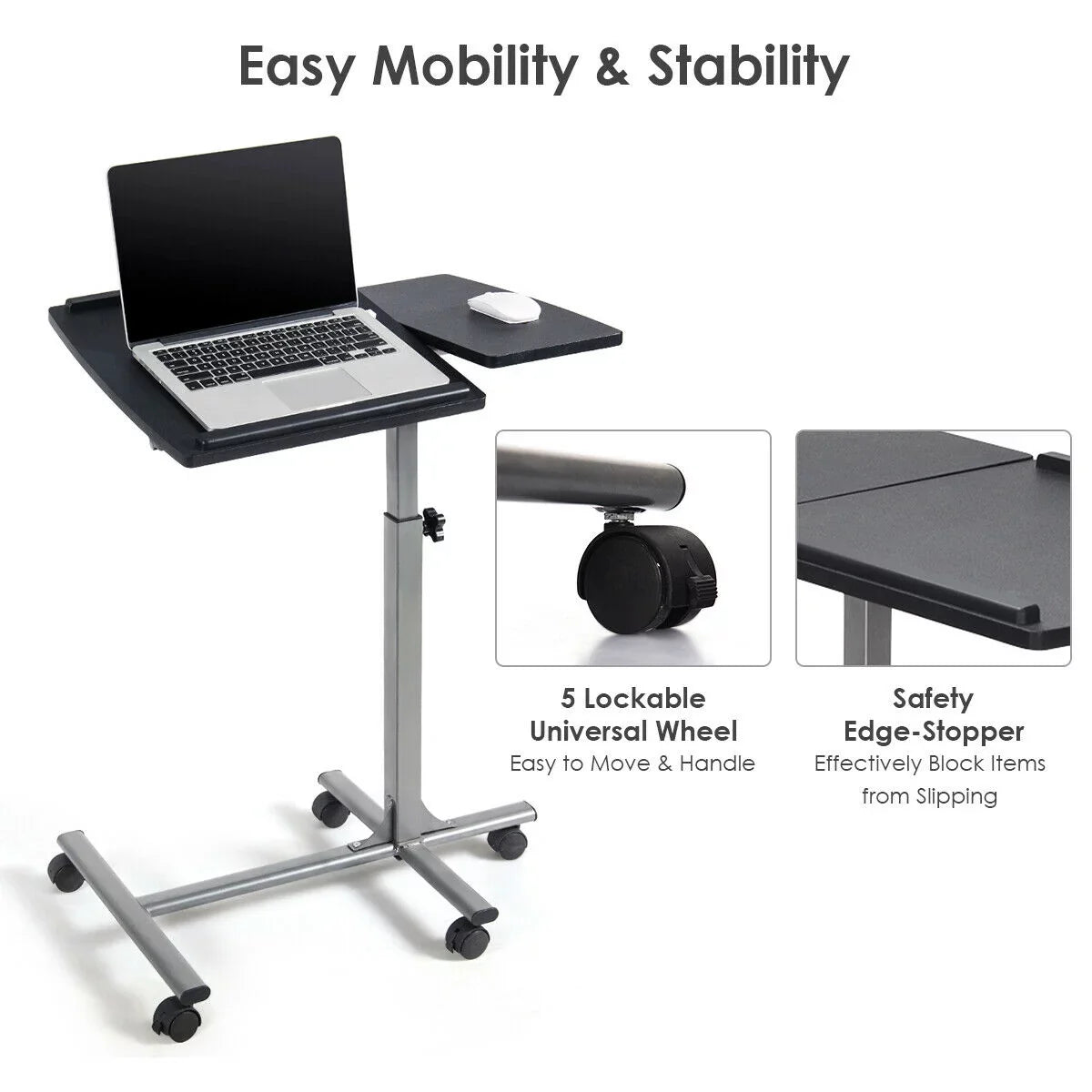 Rolling Laptop Notebook Desk Stand