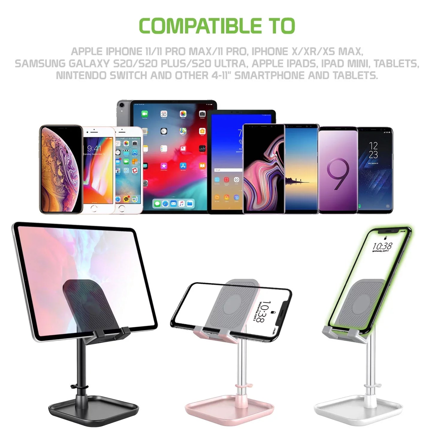 Adjustable Desktop Smartphone and Tablet Stand